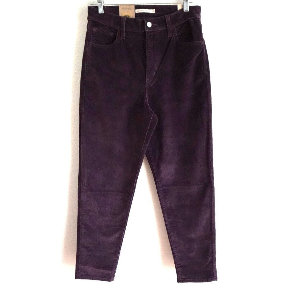 Levi's Corduroy Mom Jeans Women's Size 28x27 Purple Cords Tapered High Rise